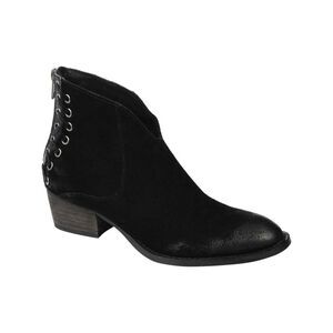 JOURNEE Womens Black Eyelet Arika Round Toe Block Heel Leather Booties 8.5 M